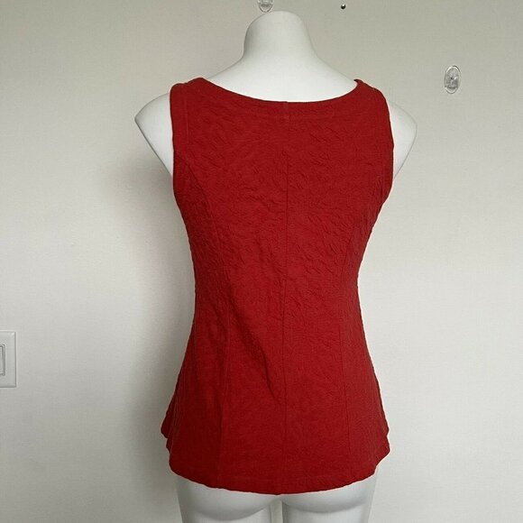𝅺ANTHROPOLOGIE Peplum Red tank Top blouse XSmall sleeveless spandex - Picture 7 of 10